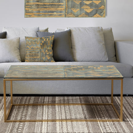 Gold Geometric Tapestry III - Metal Transitional Coffee Table