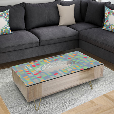 Colored Hexagons On Blue - Modern Coffee Table