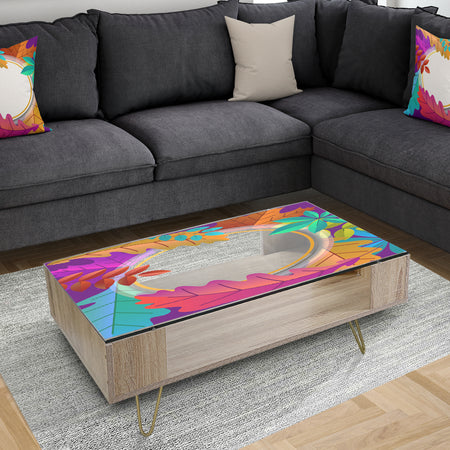 Autumn With Round and Leaves - Traditional Coffee Table