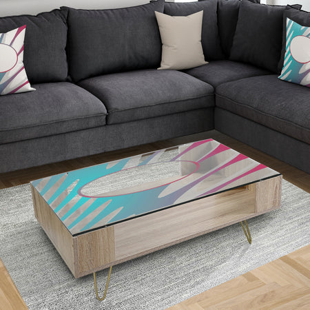 Blue Pink and Red Swirls - Modern Coffee Table
