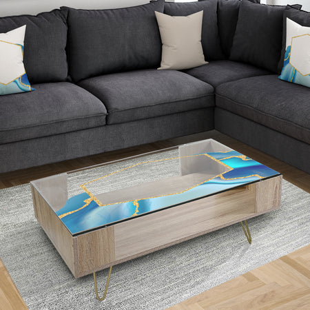 Marbled Blue 3 - Glam Coffee Table