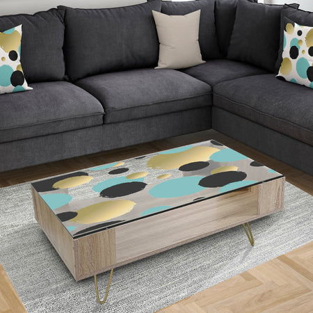 Gold and Blue Circles - Glam Coffee Table