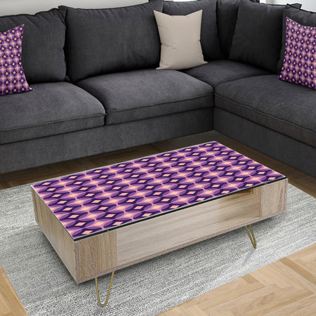 Retro Circular Purple and Yellow Pattern - Glam Coffee Table