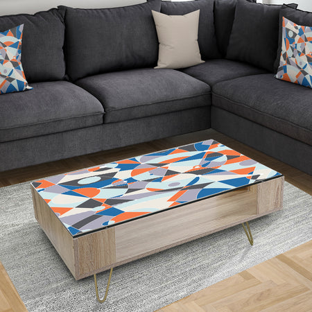 Retro Geometric Grid IV - Glam Coffee Table