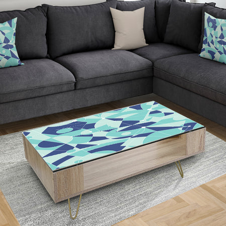 Retro Geometric Grid II - Vintage Coffee Table