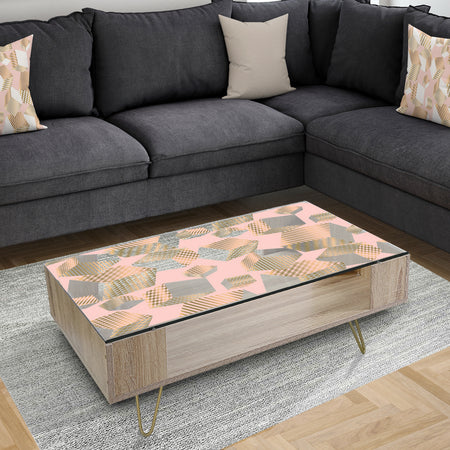 Gold and Rose Cubes I - Glam Coffee Table