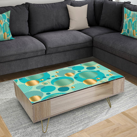 Gold and Blue Dynamics III - Glam Coffee Table