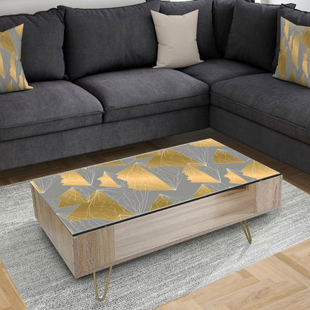Golden Polygon Pattern - Glam Coffee Table
