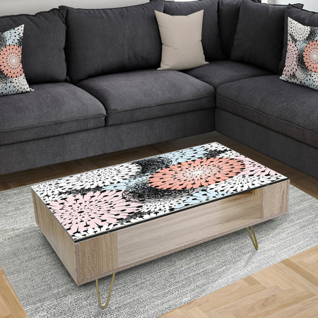 Retro Abstract Flower Design I - Glam Coffee Table