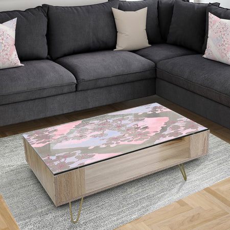 Retro Pink Flower Pattern I - Traditional Coffee Table