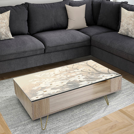 Porch & Den Brown on Grey Blossoms - Traditional Coffee Table