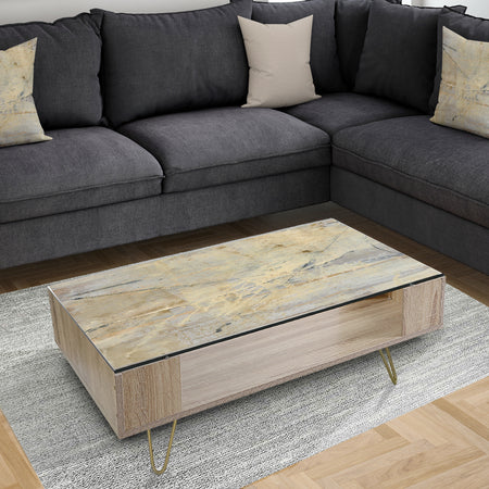 Geometric Cream Block III - Transitional Coffee Table