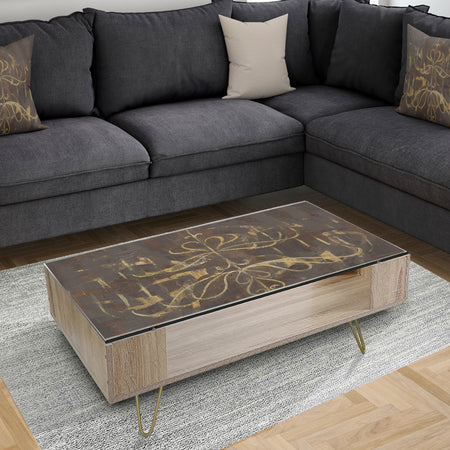 Glam Gold Chandelier - Transitional Coffee Table