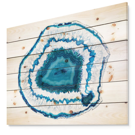Blue Agate Crystal - Abstract Print on Natural Pine Wood