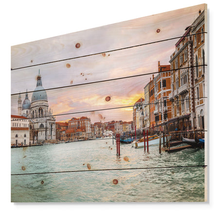 Santa Maria Della Salute - Cityscape Print on Natural Pine Wood