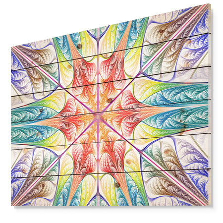 Multi Color Fractal Circles and Waves - Abstract Print on Natural Pine Wood