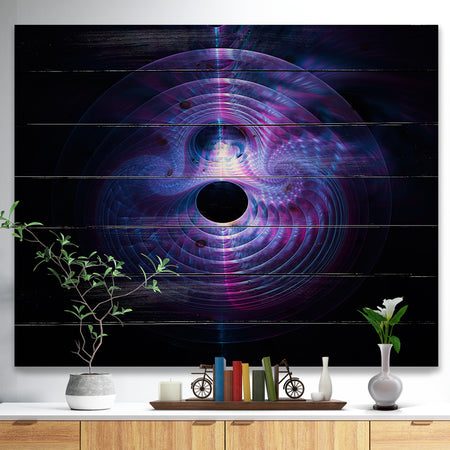 Bright Blue Magical Lights - Abstract Print on Natural Pine Wood