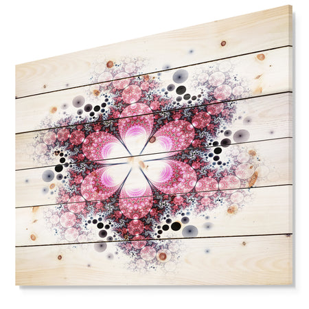 Violet Fractal Flower Pattern - Abstract Print on Natural Pine Wood