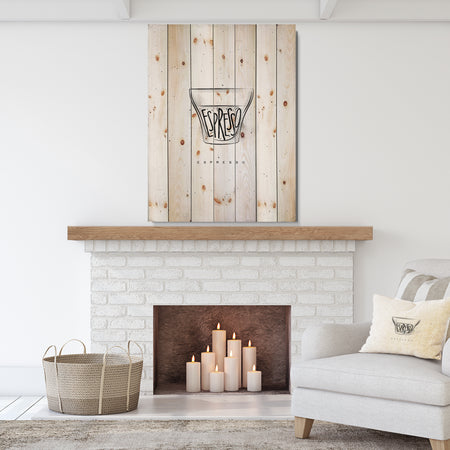 Espresso cup white - Food Painting Print on Natural Pine Wood