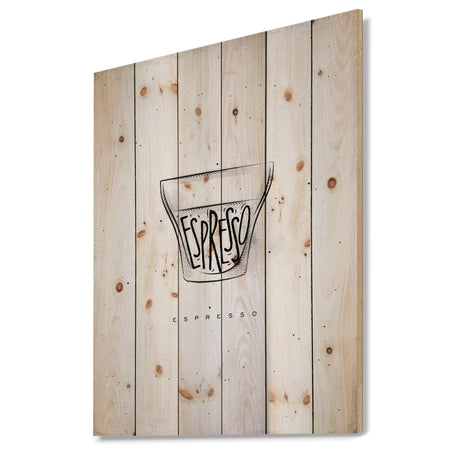Espresso cup white - Food Painting Print on Natural Pine Wood