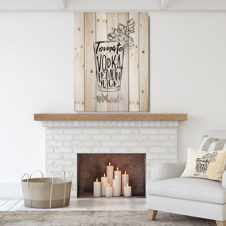 Bloody mary cocktail - Food Painting Print on Natural Pine Wood