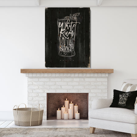 Mojito cocktail chalk - Food Painting Print on Natural Pine Wood
