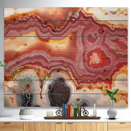 An Agate Gemstone mineral sample - Stone Photographic Print on Natural Pine Wood
