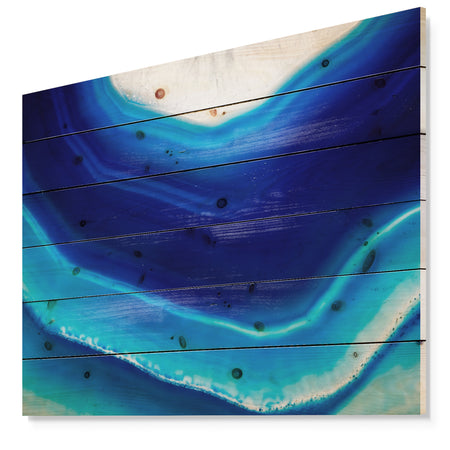 Blue Slice agate crystal - Stone Photographic Print on Natural Pine Wood
