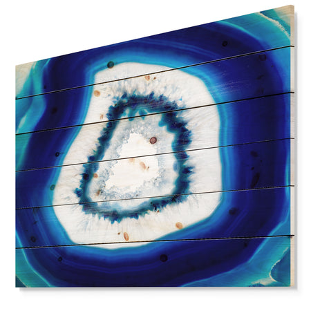 Slice of blue agate crystal - Stone Photographic Print on Natural Pine Wood