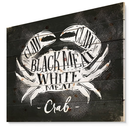 Crab cutting scheme chalk - Animals Painting Print on Natural Pine Wood