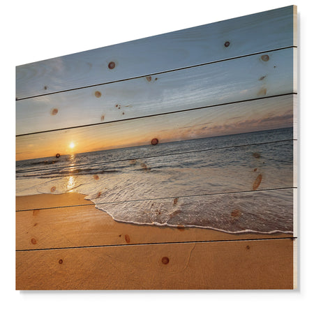 West Cost Sunset Over the Sea - Landscapes Sea & Shore Print on Natural Pine Wood
