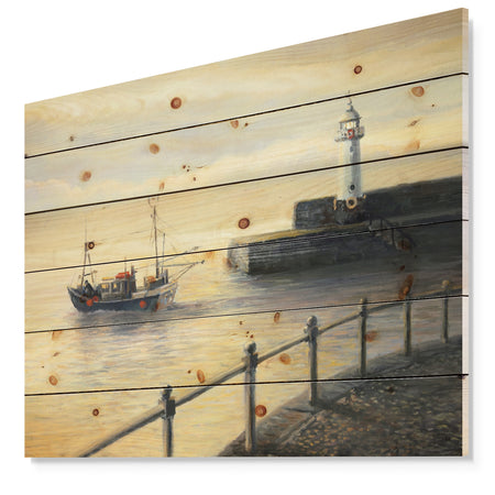 Memories of The Old Lighthouse - Sea & Shore Painting Print on Natural Pine Wood