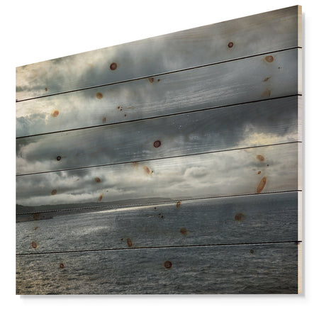 Morning Coastline - Sea & Shore Print on Natural Pine Wood