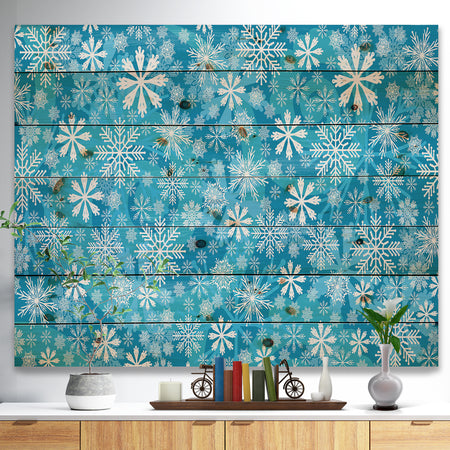 Light Blue Snow Crystal Pattern - Print on Natural Pine Wood