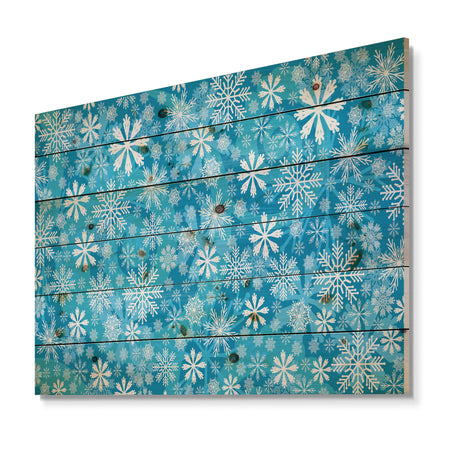 Light Blue Snow Crystal Pattern - Print on Natural Pine Wood