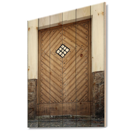 Ancient Woor With Diamond Window - Vintage Print on Natural Pine Wood
