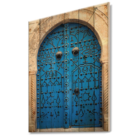 Vintage North African Door - Vintage Print on Natural Pine Wood