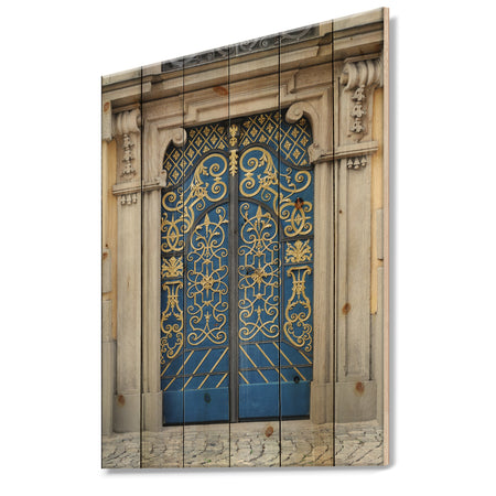 Lavish Old-European Door Vintage - Vintage Print on Natural Pine Wood