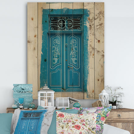 Vintage Door in Tunesia - Vintage Print on Natural Pine Wood