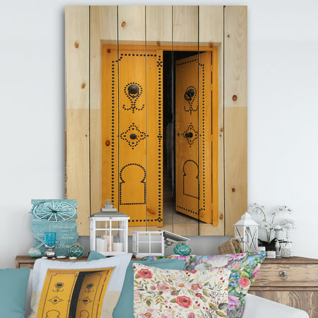 Decorative Doors of Tunisia - Vintage Print on Natural Pine Wood