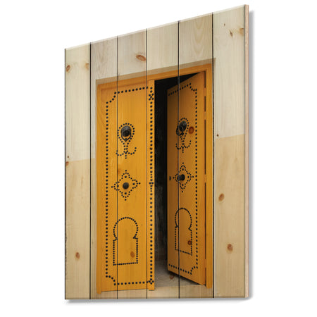 Decorative Doors of Tunisia - Vintage Print on Natural Pine Wood