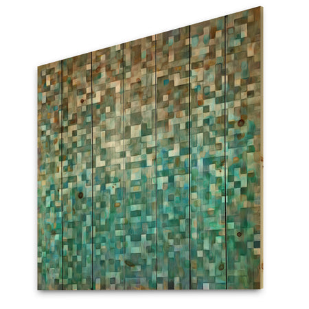 Blocked Abstract - Nautical & Coastal Print on Natural Pine Wood