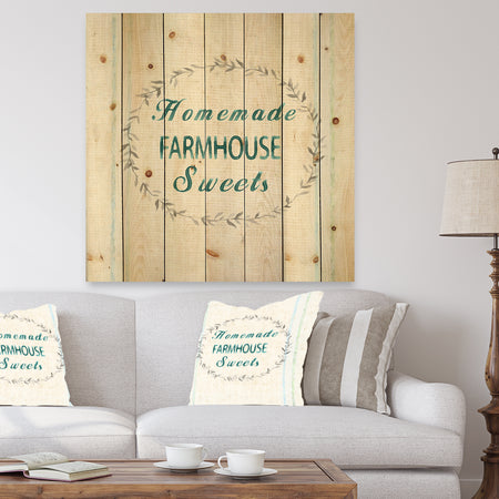 Farmhouse Florals VIII - Farmhouse Print on Natural Pine Wood