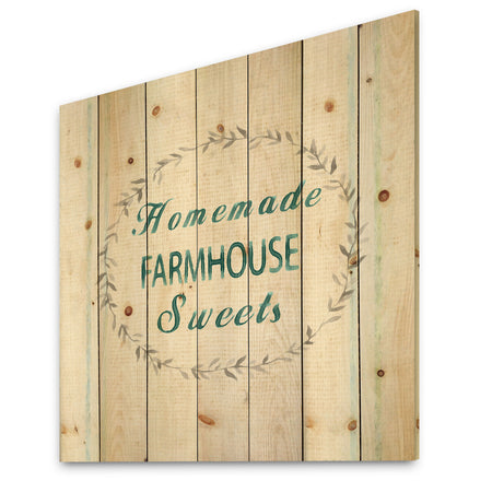 Farmhouse Florals VIII - Farmhouse Print on Natural Pine Wood