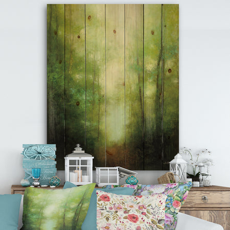 Into the Clearing Forest - Traditional Landscape Print on Natural Pine Wood