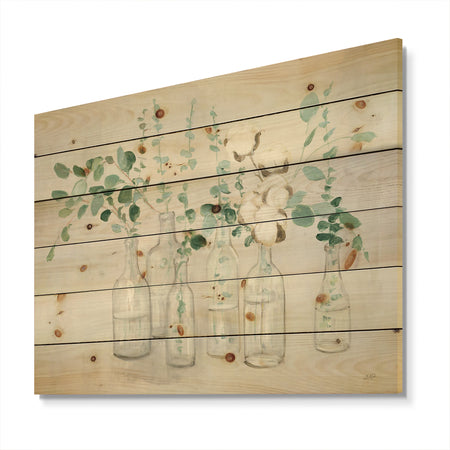 Beautiful Flower Composition - Cottage Print on Natural Pine Wood