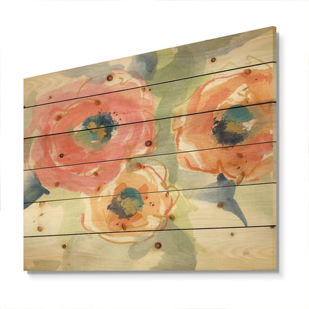Multicolor Buttercup II - Cottage Print on Natural Pine Wood