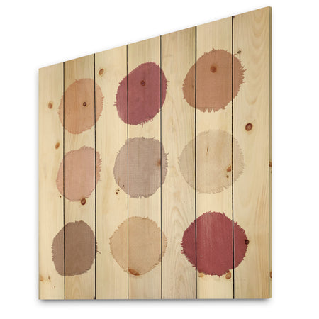 Unique Beige Circle Designs - Modern Transitional Print on Natural Pine Wood
