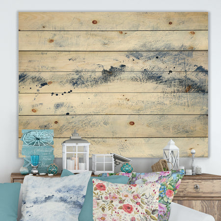 Blue Wipe Out - Traditional Print on Natural Pine Wood