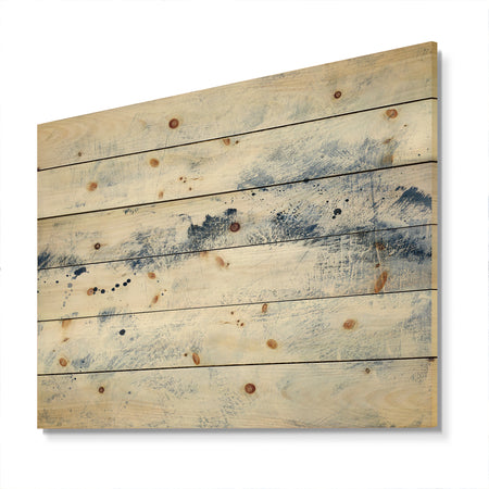 Blue Wipe Out - Traditional Print on Natural Pine Wood